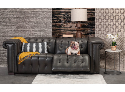 Designer Zwarte Chesterfield Driezits 3-zits Woonkamer Bankstel