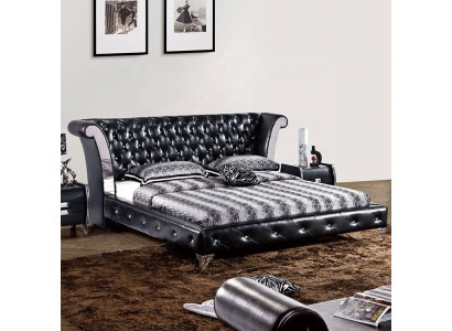 Roestvrijstalen luxe Chesterfield leren bedden, dubbel gestoffeerde designerbedden hotel