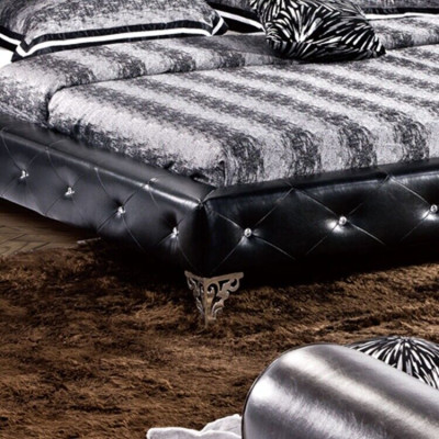 Roestvrijstalen luxe Chesterfield leren bedden, dubbel gestoffeerde designerbedden hotel