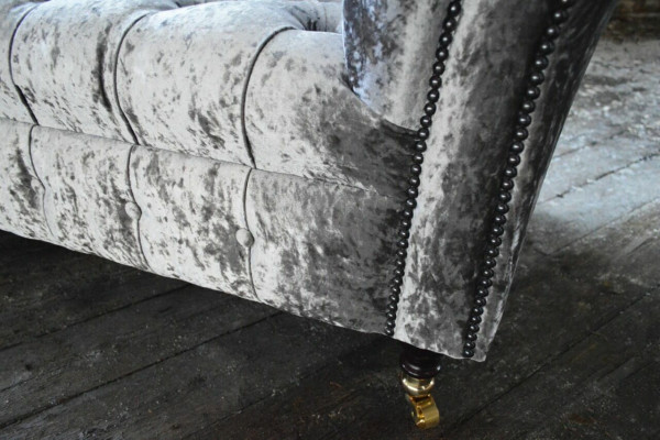 Driepersoons Zilveren Bank Bekleding Design Bank 3-zits Chesterfield Bank