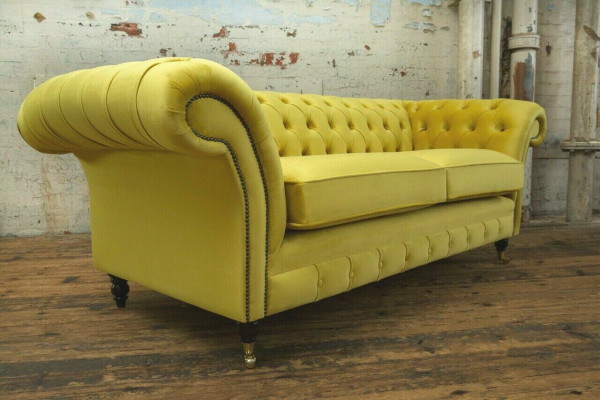 Chesterfield 3-zits designerbank bank gestoffeerd banken stof textiel nieuw