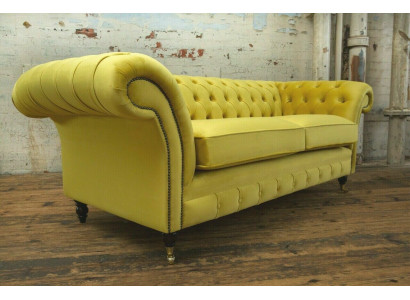Chesterfield 3-zits designerbank bank gestoffeerd banken stof textiel nieuw
