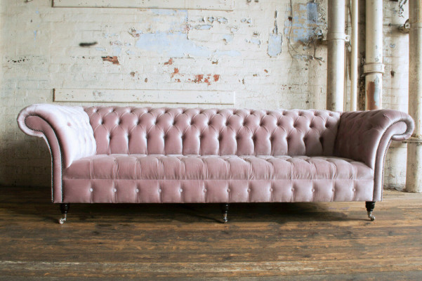 Chesterfield Bank xxl grote bank banken fluweel leder textiel bekleding 4 zits nieuw