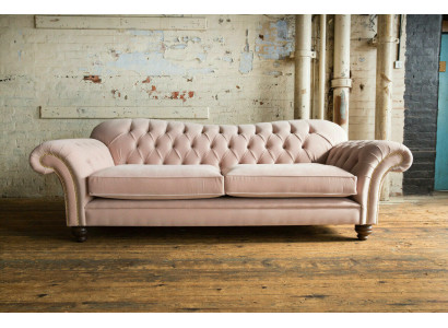 Klassieke Chesterfield bank 4-zits bank Sofa Velvet Leder Design Roze 240cm