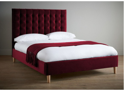 Rood luxe fluwelen textielbed met dubbel design Chesterfield 180x200cm Bedden Nieuw