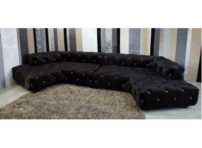 Klassieke designer Chesterfield fluwelen bank met kristallen stenen woonlandschap