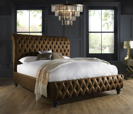 Bruine slaapkamerbed bekledingsontwerp Luxe Chesterfield hotelbedden