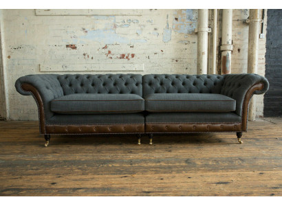 Chesterfield Bank Bank Beklede banken Banken Vierzitter Stof 265cm Zitkussen