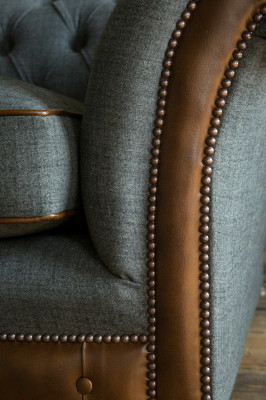 Chesterfield Bank Bank Beklede banken Banken Vierzitter Stof 265cm Zitkussen