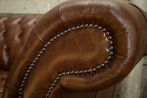 Chesterfield Bruin Bank Bank Bekleding 4-Zits Bankstel Bankstelbanken 265cm