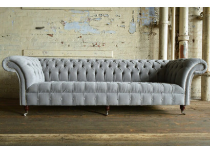Klassieke Chesterfield bank 4 zits banken banken leer grijs ontwerp bekleding