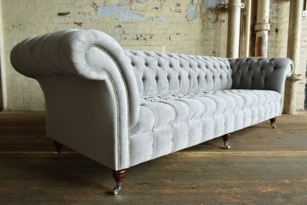 Klassieke Chesterfield bank 4 zits banken banken leer grijs ontwerp bekleding