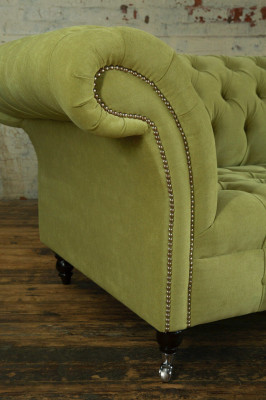 Klassieke Chesterfield bank 4-zits banken bankstellen Leer Groen Design Bekleding