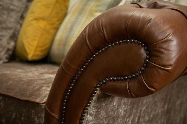 Klassieke Chesterfield bank 4-zits banken banken leer bruin design bekleding