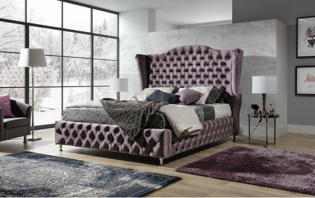 Zwart bed Chesterfield gestoffeerd tweepersoonsbed Luxe slaapkamer Design Bedden