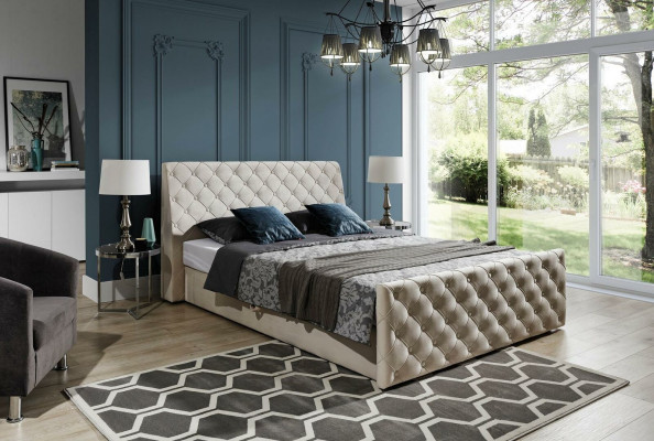 Chesterfield bed bedden leer 180x200cm gestoffeerd huwelijksontwerp leer hotelmeubels
