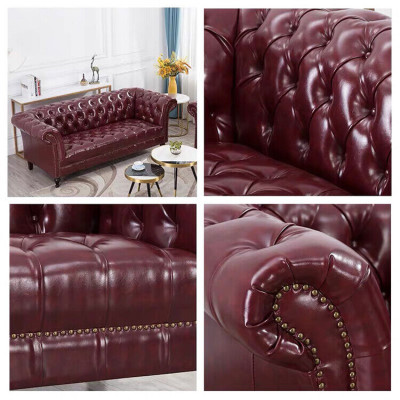 Chesterfield Bank Driezits Zitkussenbank Bruin Luxueuze Bank