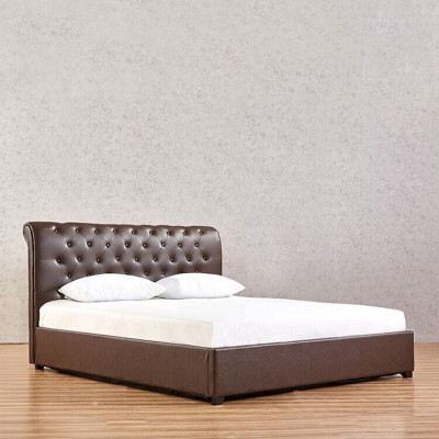 Moderne Bruine Chesterfield Tweepersoonsbed Designer Slaapkamerbed