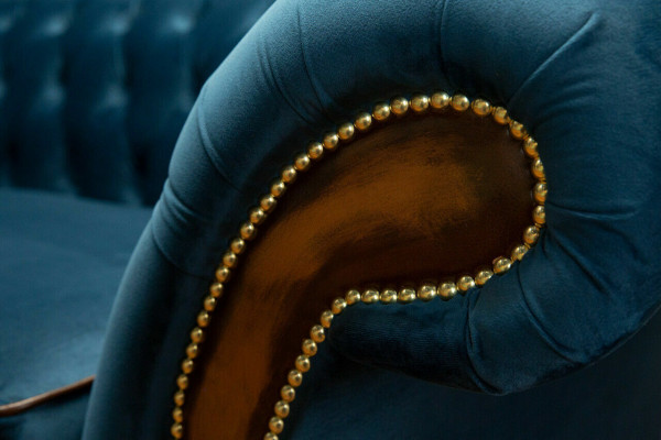 Blauwe Chesterfield stoffen bank banken bank bank bank bank stoffen zitten banken bekleding textiel nieuw.