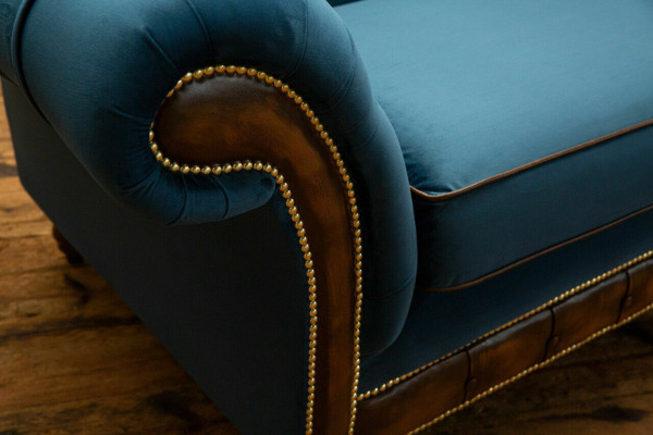 Blauwe Chesterfield stoffen bank banken bank bank bank bank stoffen zitten banken bekleding textiel nieuw.