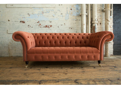 Luxe oranje Chesterfield 3-zits designer woonkamerbank