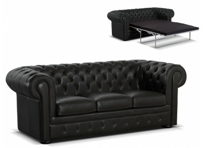Zwarte leren designer Chesterfield bank Stijlvolle 3-zitsbank