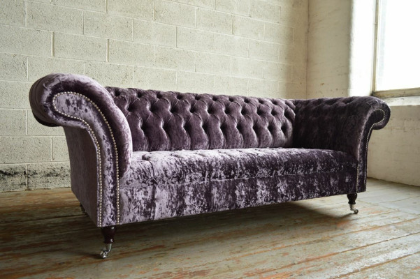 Stijlvolle lila Chesterfield driezits luxe woonkamerbank