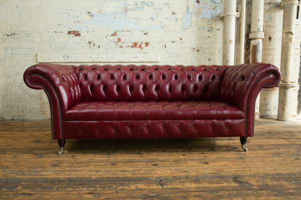 Rode Chesterfield Driezits Designer 3-zitsbank Luxe Bankstel