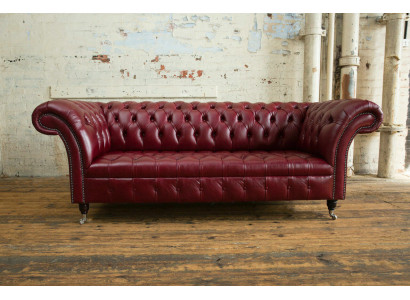 Rode Chesterfield Driezits Designer 3-zitsbank Luxe Bankstel