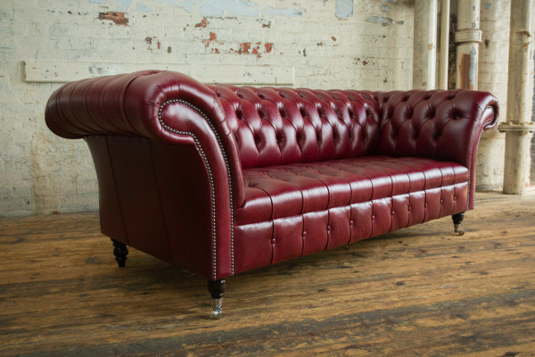 Rode Chesterfield Driezits Designer 3-zitsbank Luxe Bankstel