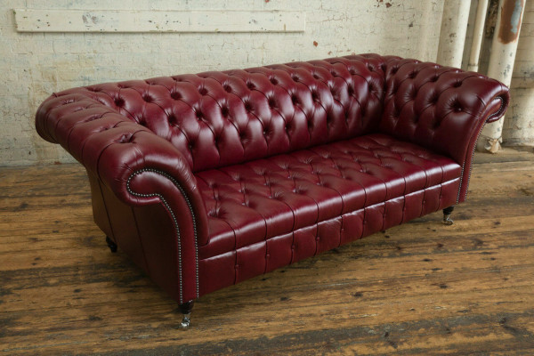 Rode Chesterfield Driezits Designer 3-zitsbank Luxe Bankstel