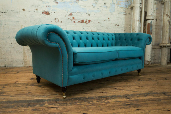 Turquoise Chesterfield bank ontwerper 3-zits luxe woonkamer bankstel
