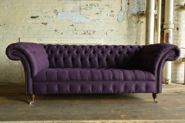 Moderne lila Chesterfield driezits woonkamerbank met drie zitplaatsen