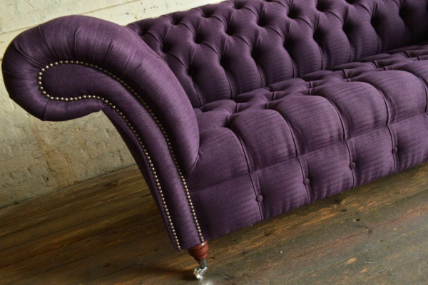 Moderne lila Chesterfield driezits woonkamerbank met drie zitplaatsen
