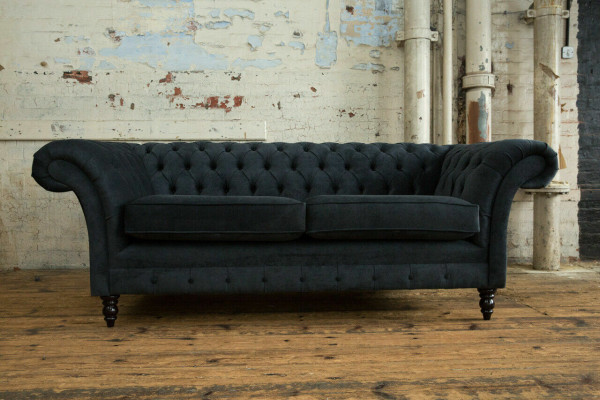 Stijlvol zwart Chesterfield bankstel Designer 3-zits luxe bank