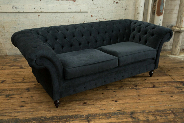 Stijlvol zwart Chesterfield bankstel Designer 3-zits luxe bank