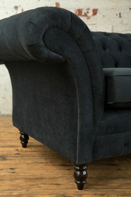 Stijlvol zwart Chesterfield bankstel Designer 3-zits luxe bank