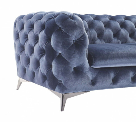 Blauwe Chesterfield bankstel stof 2+2 design meubels.