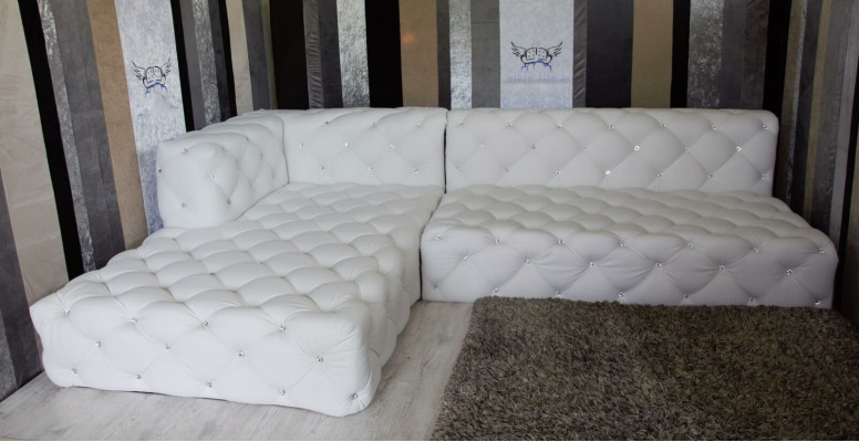 Ontwerp hoekbank bank leder bekleding sofa hoeksamenstelling kristalstenen hoekbank nieuw