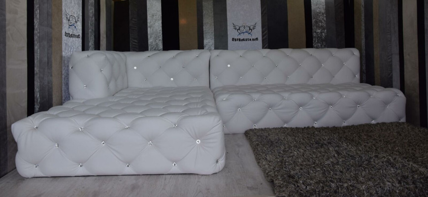 Ontwerp hoekbank bank leder bekleding sofa hoeksamenstelling kristalstenen hoekbank nieuw