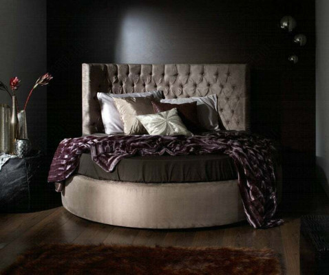 Ronde Chesterfield luxe ronde bed klassiek hotel fluweel textiel lederen bedden nieuw