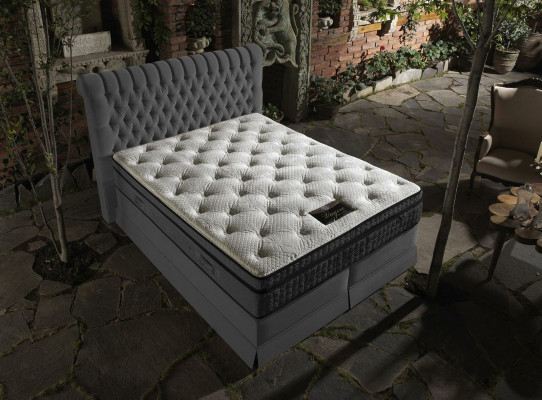 Tweepersoonsbed met gestoffeerde bedden slaapkamer echt boxspringbed