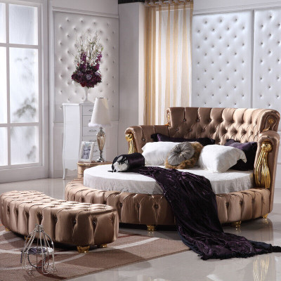 Rond bed Chesterfield Designer Ronde Bedden Slaapkamer Textiel Leer