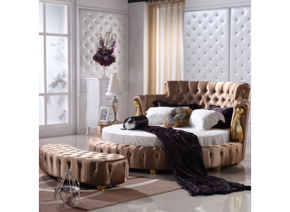 Rond bed Chesterfield Designer Ronde Bedden Slaapkamer Textiel Leer
