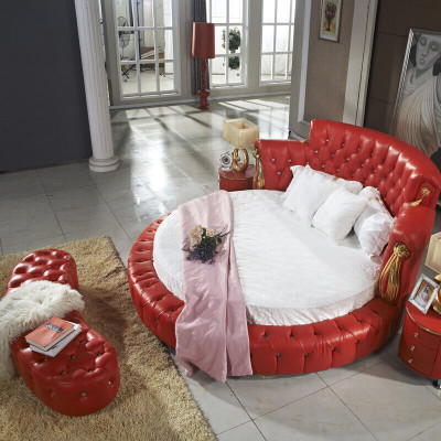 Rond bed Chesterfield Designer Ronde Bedden Slaapkamer Textiel Leer