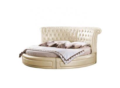 Rond bed Chesterfield Designer Ronde slaapkamer Textiel Lederen bedden