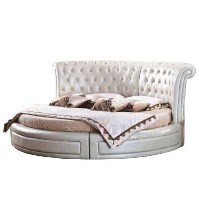 Rond bed Chesterfield Designer Ronde slaapkamer Textiel Lederen bedden