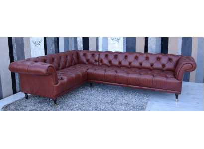 Edele Chesterfield hoekbank gestoffeerde bankstel - op maat gemaakt