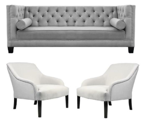 Grijze Chesterfield fauteuil Wit xxl Grote textiel stof Banken Creatieve meubels Nieuw