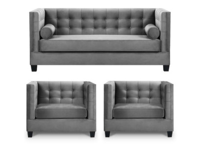 Sofa set Slaapbank Grijs Stoel Creatieve Meubels Textiel Stof Woonkamer Nieuw